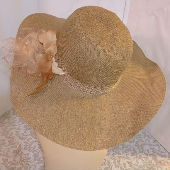 Lake Shore Drive Straw Hat w/ Decoration Adjustable Brim OSFA NWOT Gorgeous - Picture 8 of 9